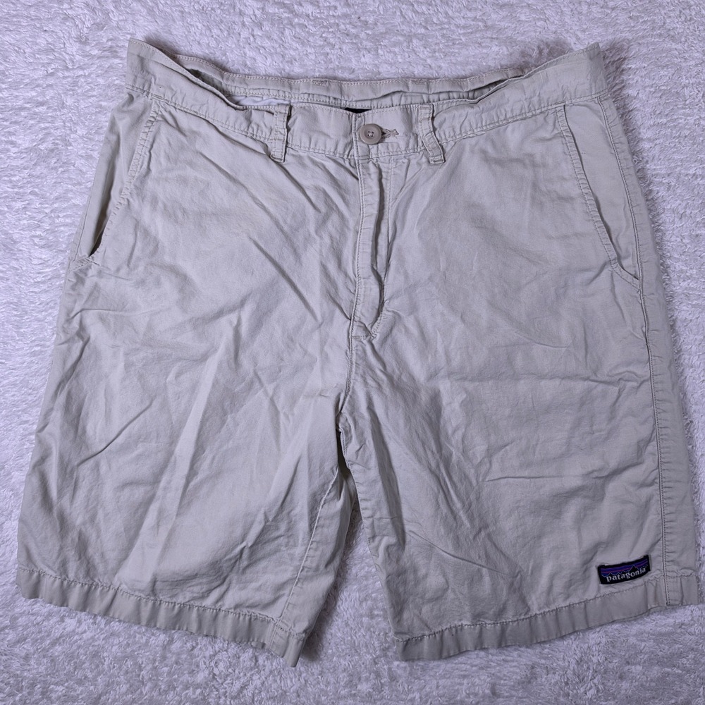 Patagonia 57765 Mens 32x9 Beige Organic Cotton Hemp Blend Shorts Rip Stop